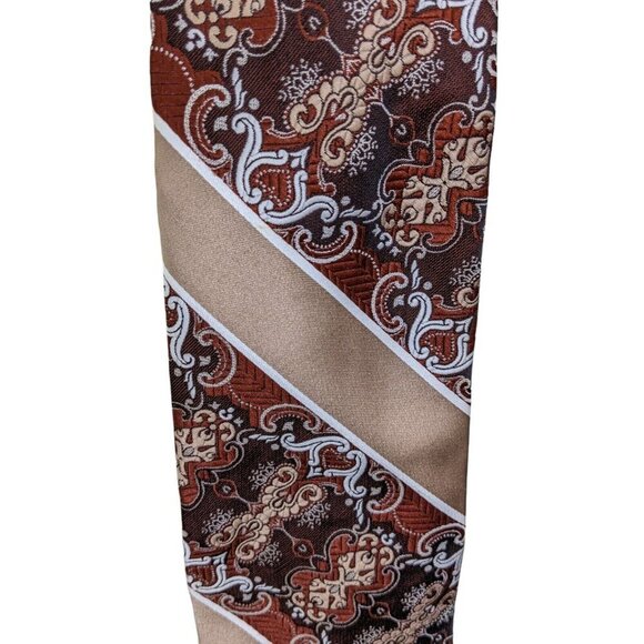 Vintage Pierre Cardin Creation Mens Neck Tie Gold Brown Printed - Picture 3 of 5